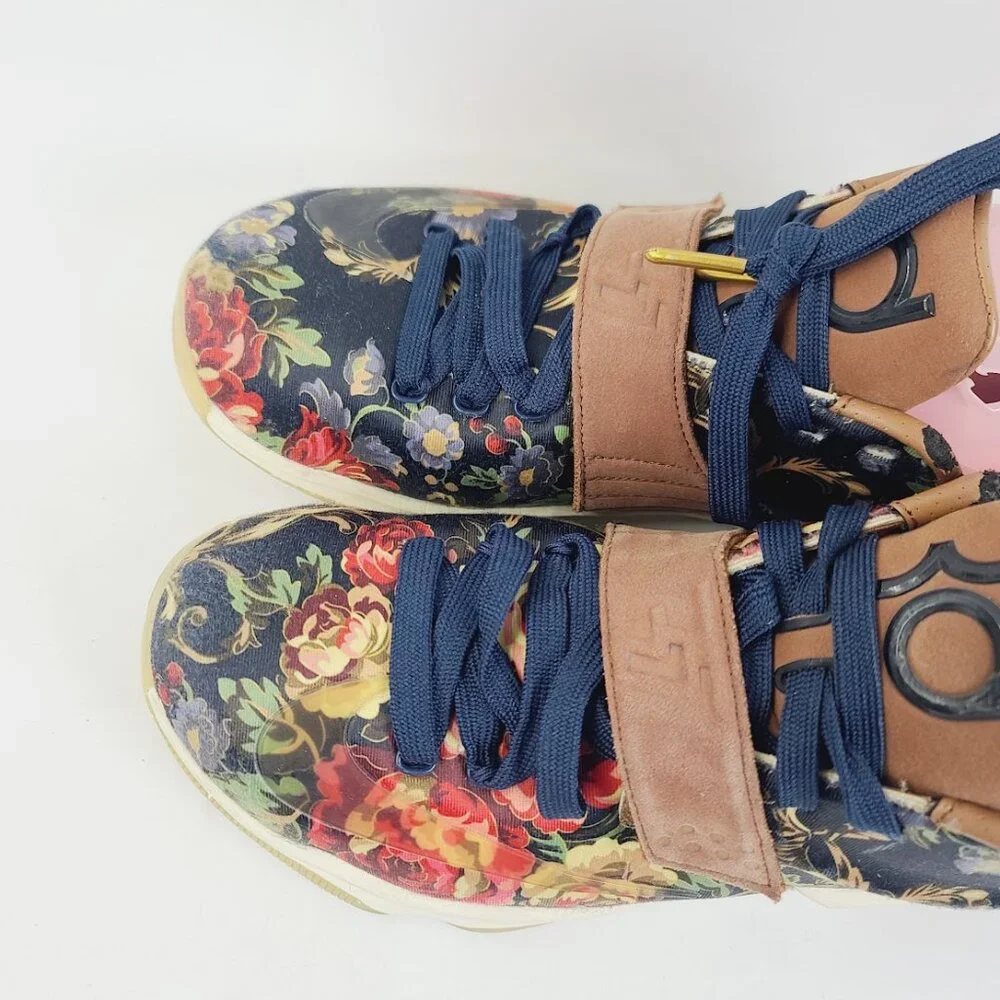 Nike‎ Men's Navy Tan KD 7 EXT QS Floral Loop Low Top Athletic Sneaker Size 8